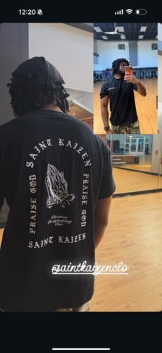 Customer photo review of Praise God T-Shirt - Black
