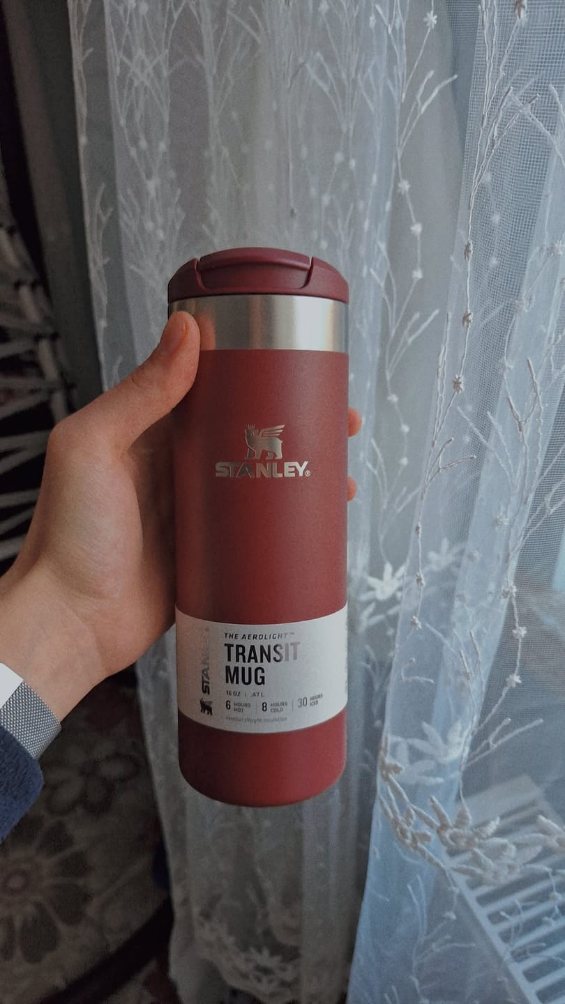 Customer photo review of Stanley The Aerolight Transit Mug Cranberry 0.47L