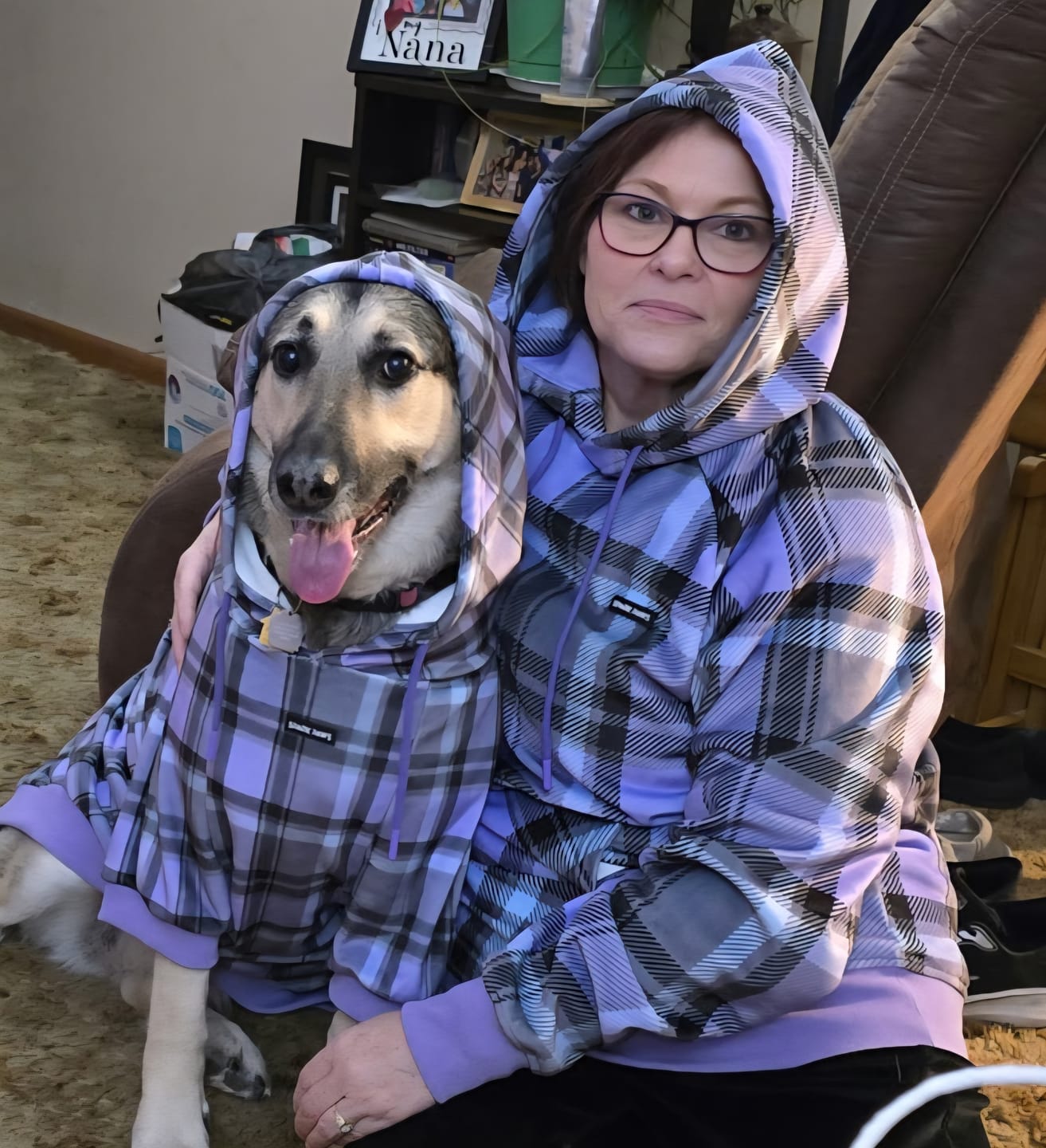 Customer photo review of Purple Plaid Human Hoodie