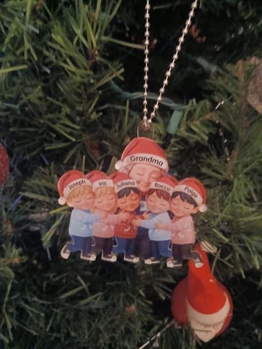 Customer photo review of Personalized Grandma Hugging Grandkids Ornament With 1-6 Names & Christmas Sweater Design | Heartfelt Gift For Grandparents Kids