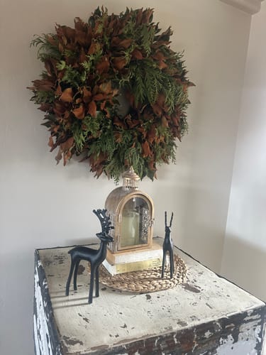 Customer photo review of Fresh Holiday Cedar and Magnolia 28″ Wreath