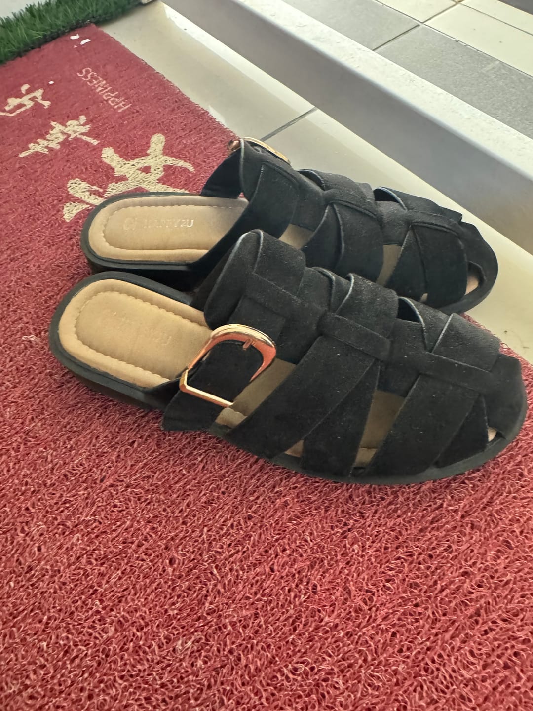 Customer photo review of Flynn Suede Cage Mules