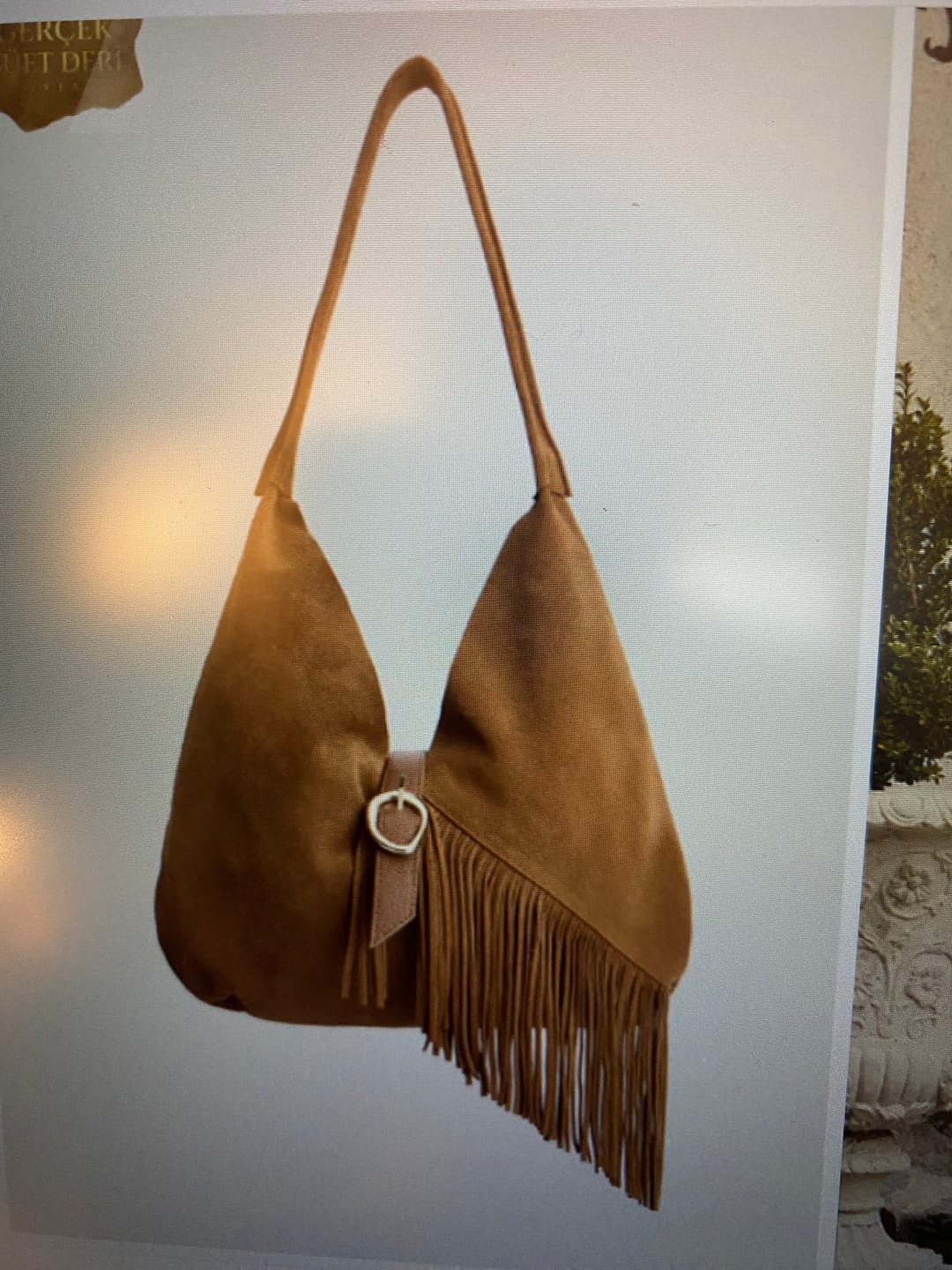 Customer photo review of Aria Fringe | Yavrulu Püsküllü Süet Çanta