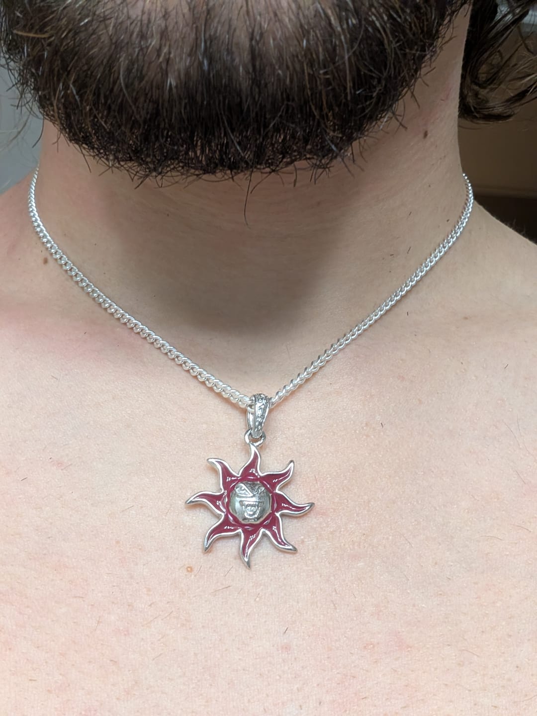Customer photo review of SUNNY THE SOMBER SUN PENDANT