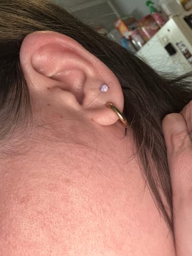 Customer photo review of Gold Huggies Earrings