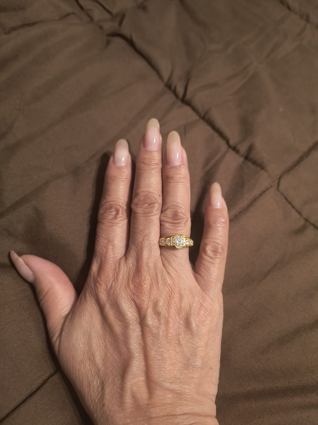 Customer photo review of Bezel Round Moissanite Channel Euro Shank Engagement Ring