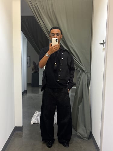 Customer photo review of Omirad Vintage Washed Barrel Denim Pants