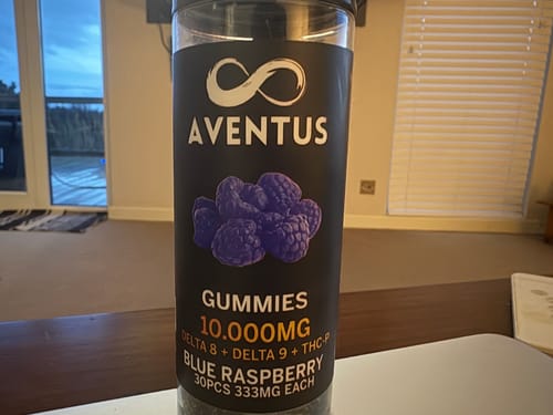 Customer photo review of 10000mg AVENTUS8 GUMMIES BLUE RASPBERRY DELTA 8 + DELTA 9 + THC-P  STRONG EXOTIC BLEND