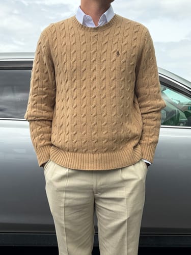 Customer photo review of Vintage Merino Camel Ralph Lauren Cable Knit (L)