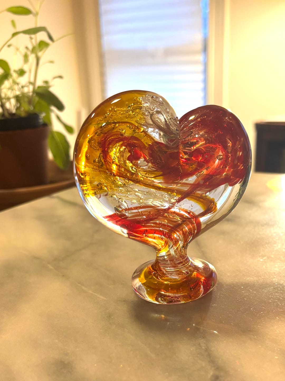 Customer photo review of Glass Heart with Cremation Ash - Standing