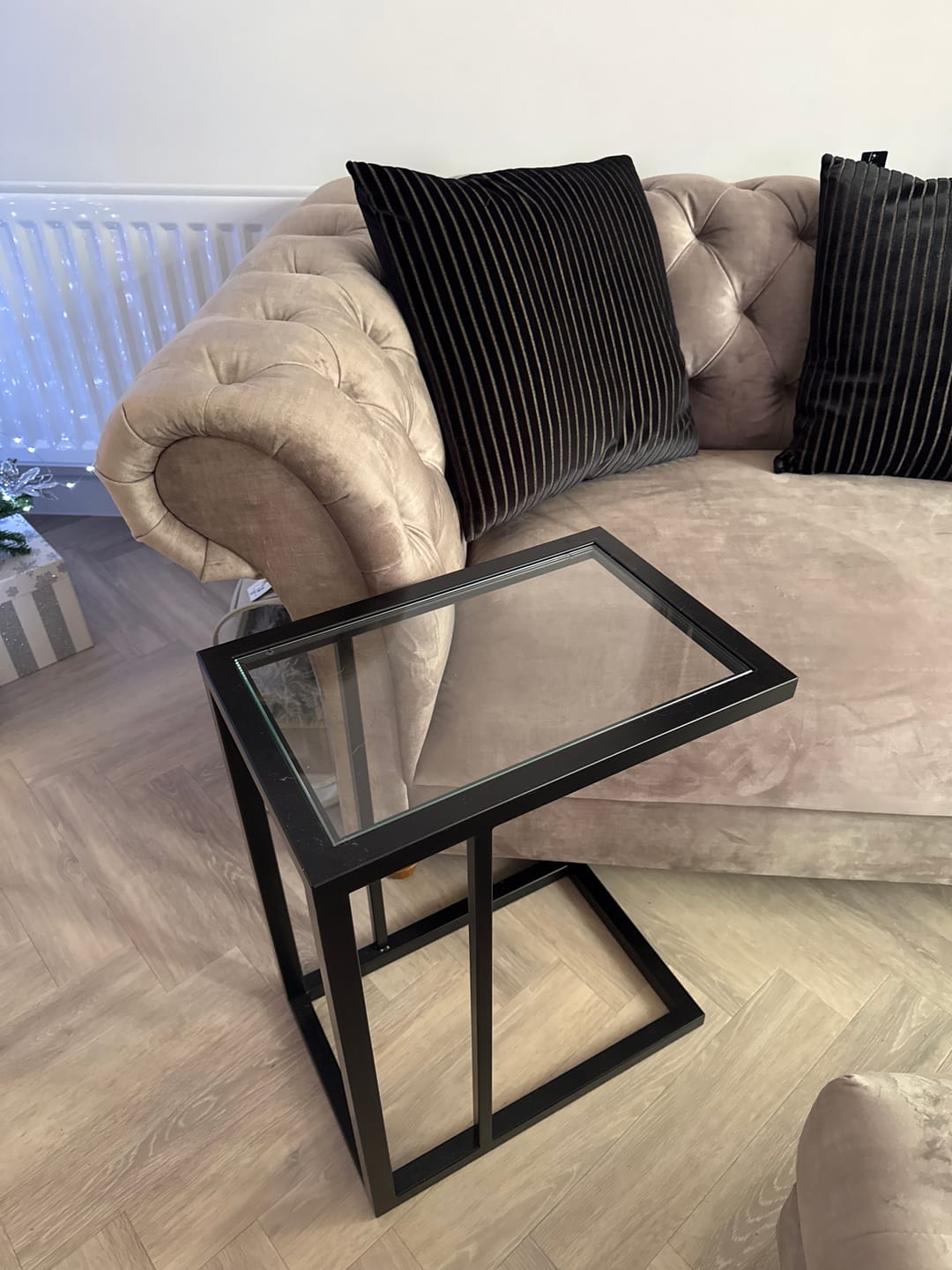 Customer photo review of Glass Sofa Side End Table - Black