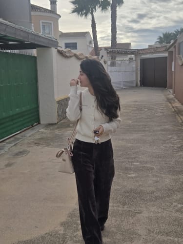 Customer photo review of Chenille Wide-Leg Pants