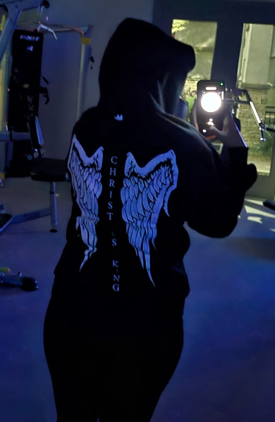 Customer photo review of Christ Is King Wing Hoodie