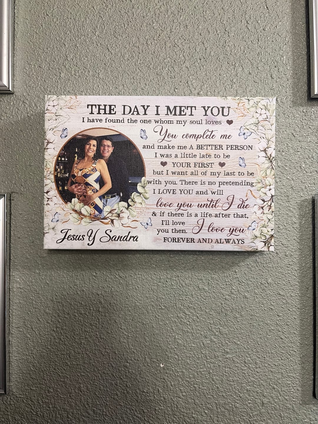 Customer photo review of Couple Personalized Canvas Prints - Custom Photo & Text - 5 Sizes - Loving Gift For Couple, The Day I Met You, Christmas Couple - Dem Canvas