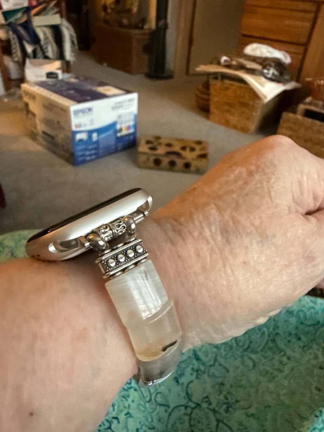 Customer photo review of Sacred Sands Agate Stretch Apple Watch Strap