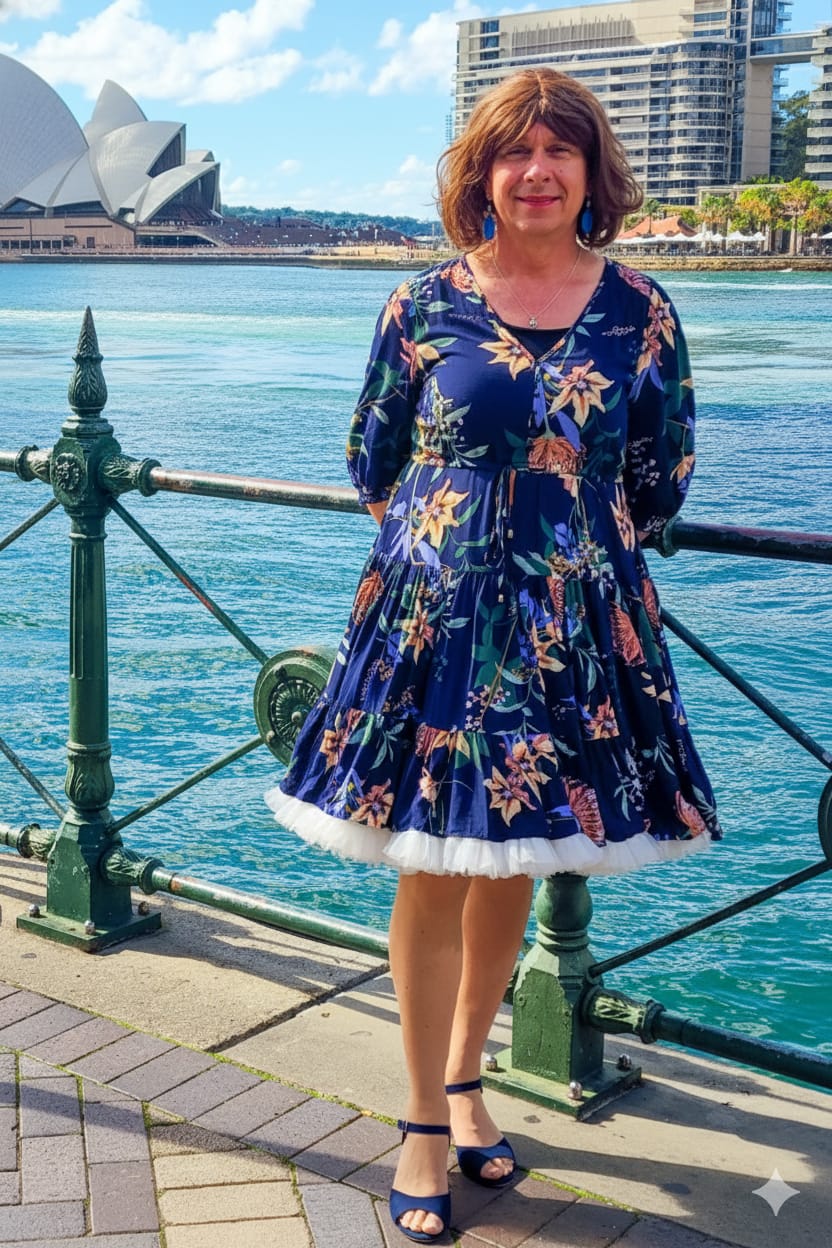 Customer photo review of Oceana Floral Dress in Navy