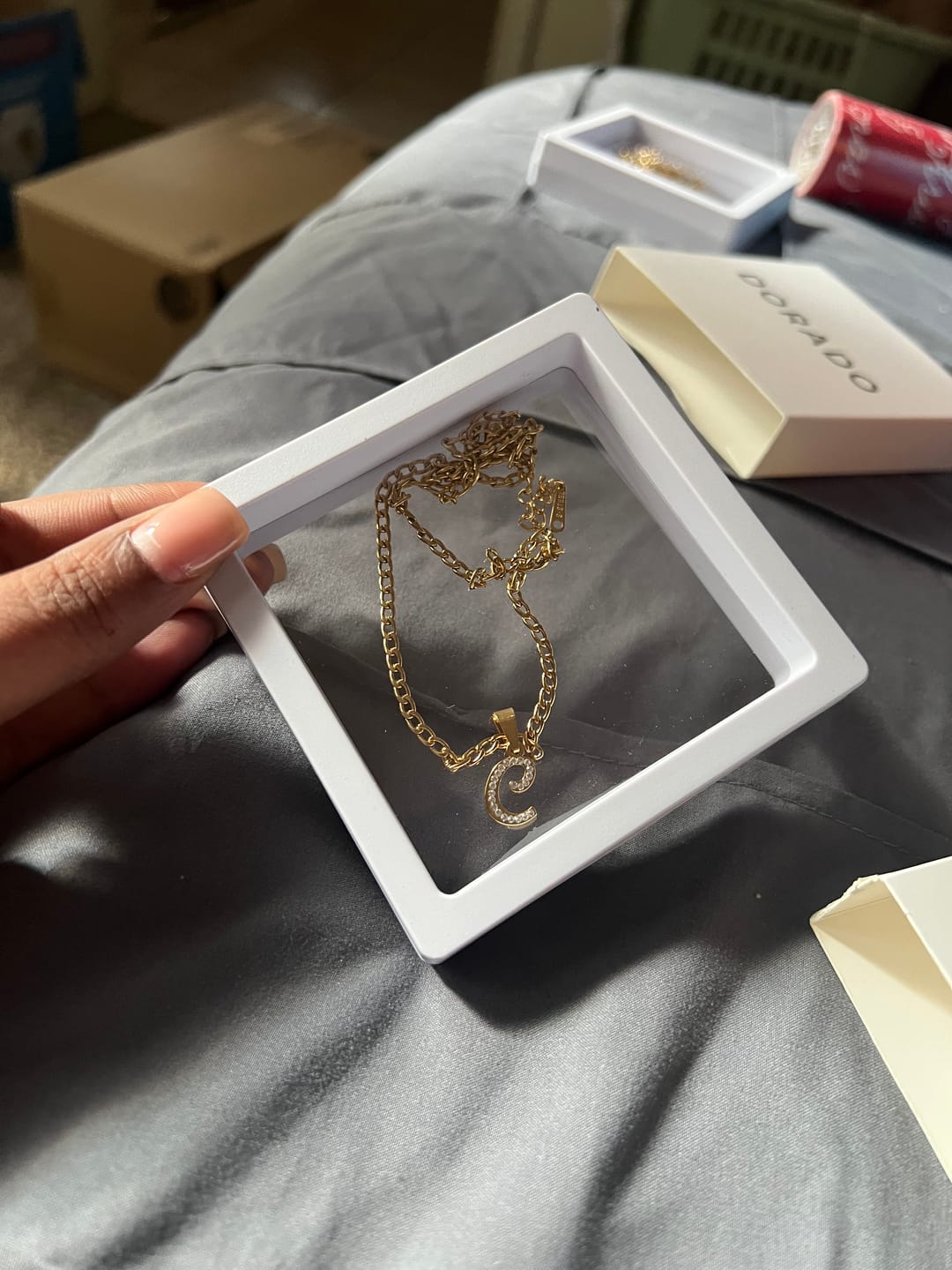 Customer photo review of Kids Script Iced Letter Necklace
