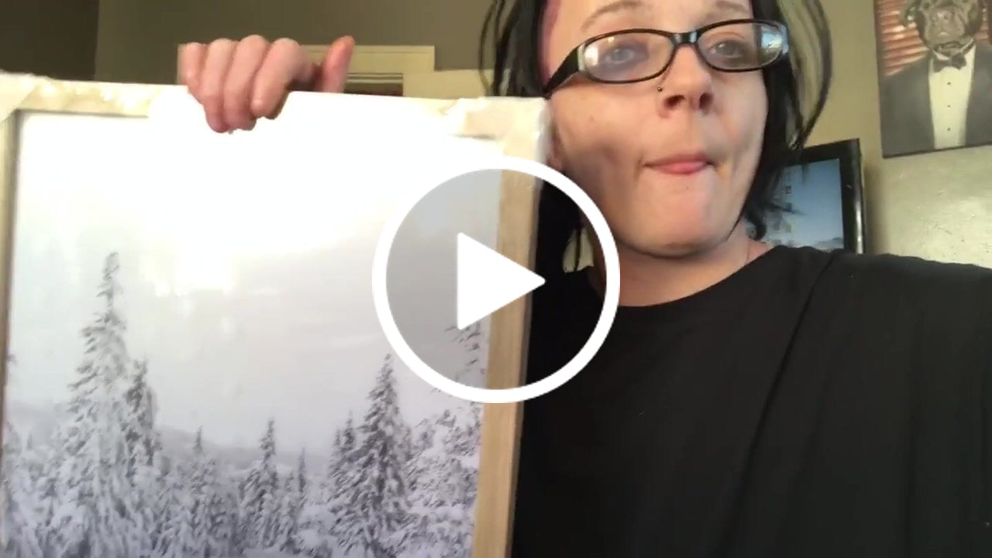 Customer video review of Winter Skiing Black White Wall Art. Ski Lift, Snowy Forest