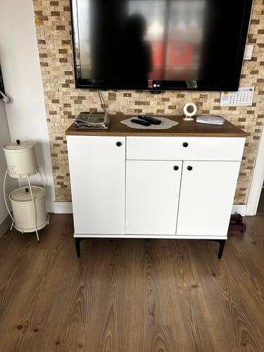 Customer photo review of Rani JE194 Kahve Köşesi Çok Amaçlı Dolap 3 Kapaklı 1 Çekmeceli Kiler Mutfak Dolabı Beyaz - Sepet Ceviz