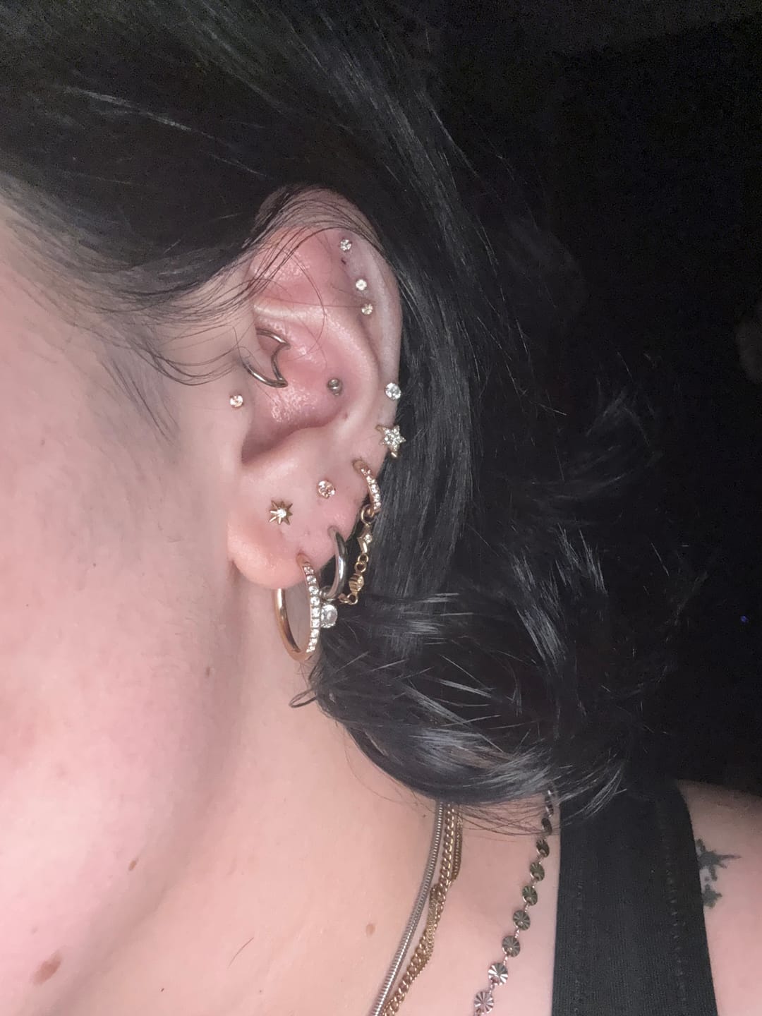 Customer photo review of My Huggies Sparkle Hoop Earrings