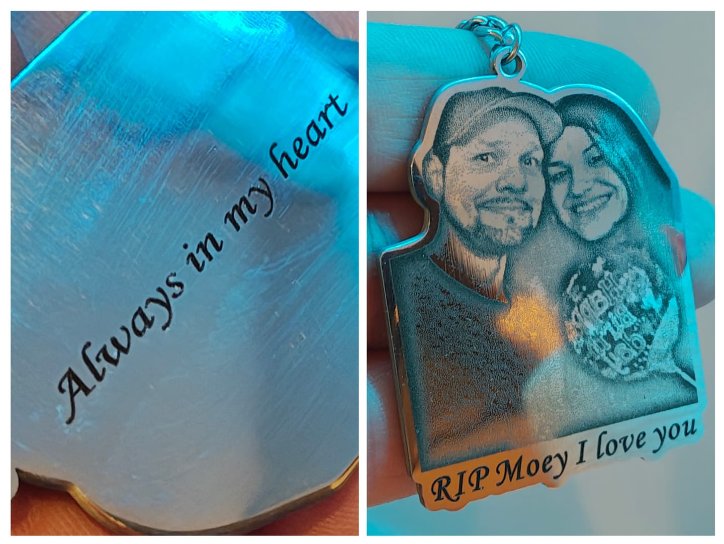 Customer photo review of Custom Photo Engraved Keychain