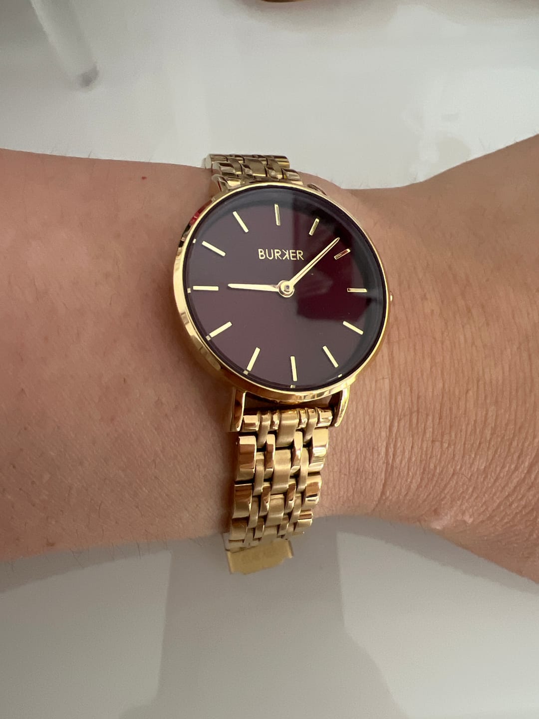 Customer photo review of Ruby Petite Gold Burgundy