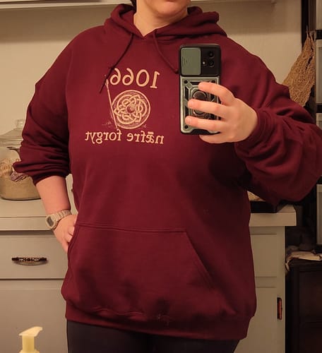 Customer photo review of 1066 Never Forget Battle of Hastings in Old English Unisex Heavy Blend™ Hooded Sweatshirt