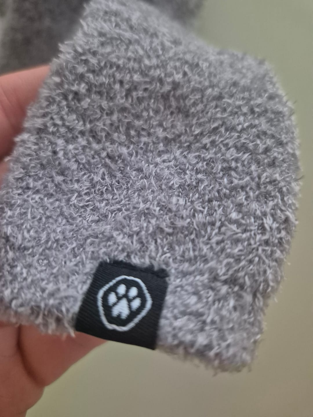 Customer photo review of Stretchy Fleece Dog Leg Warmer Sleeves - Grey