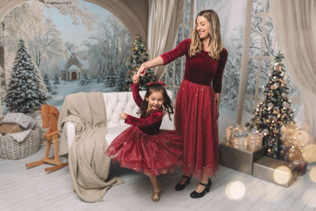Customer photo review of Velour Ballerina Dress - Red Velvet