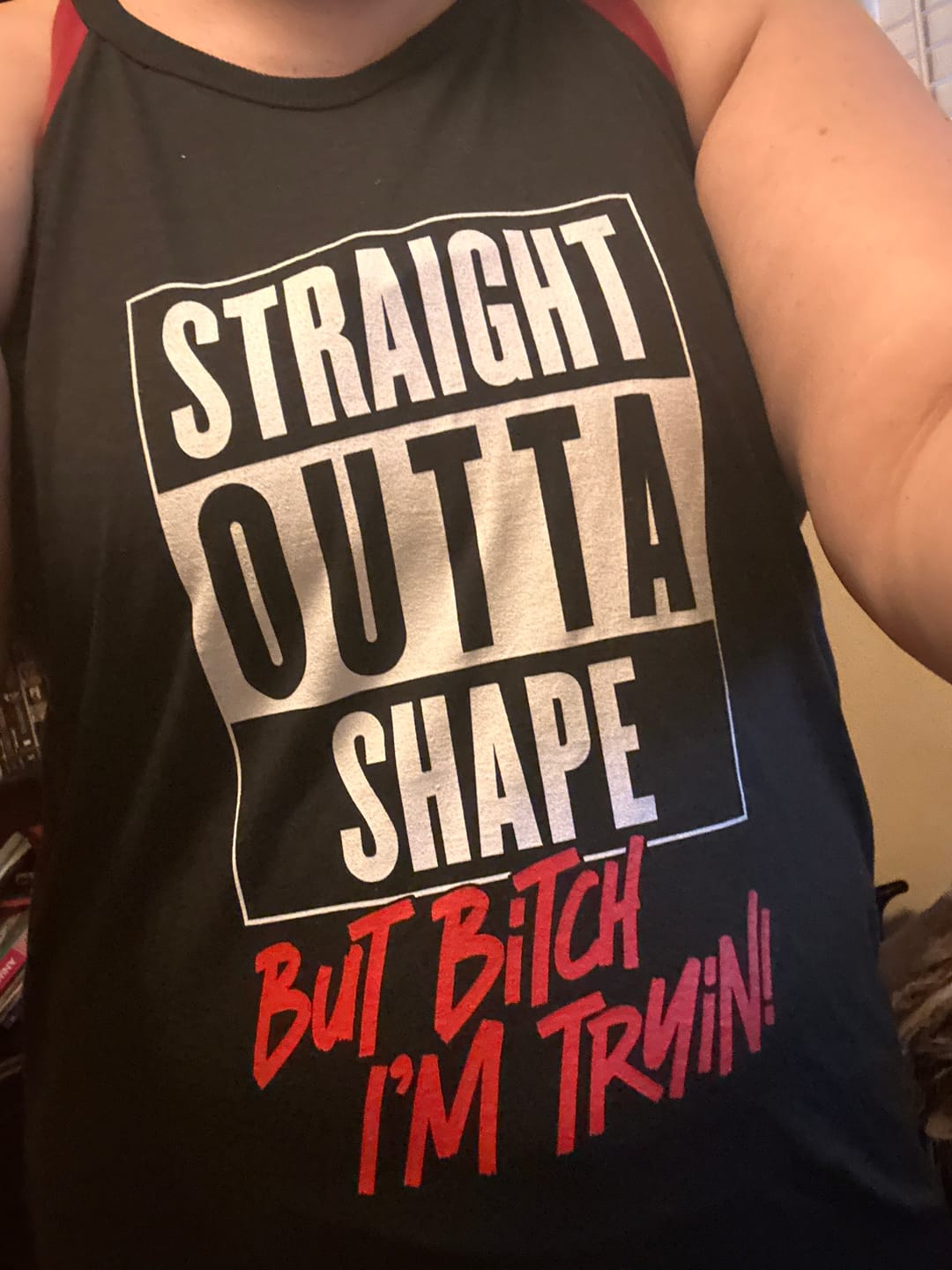 Customer photo review of Straight Out Of Shape Rocker Tank