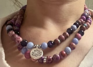 Customer photo review of Natural Light Blue Agate, Purple Jasper & Amethyst 108 Beads Mala