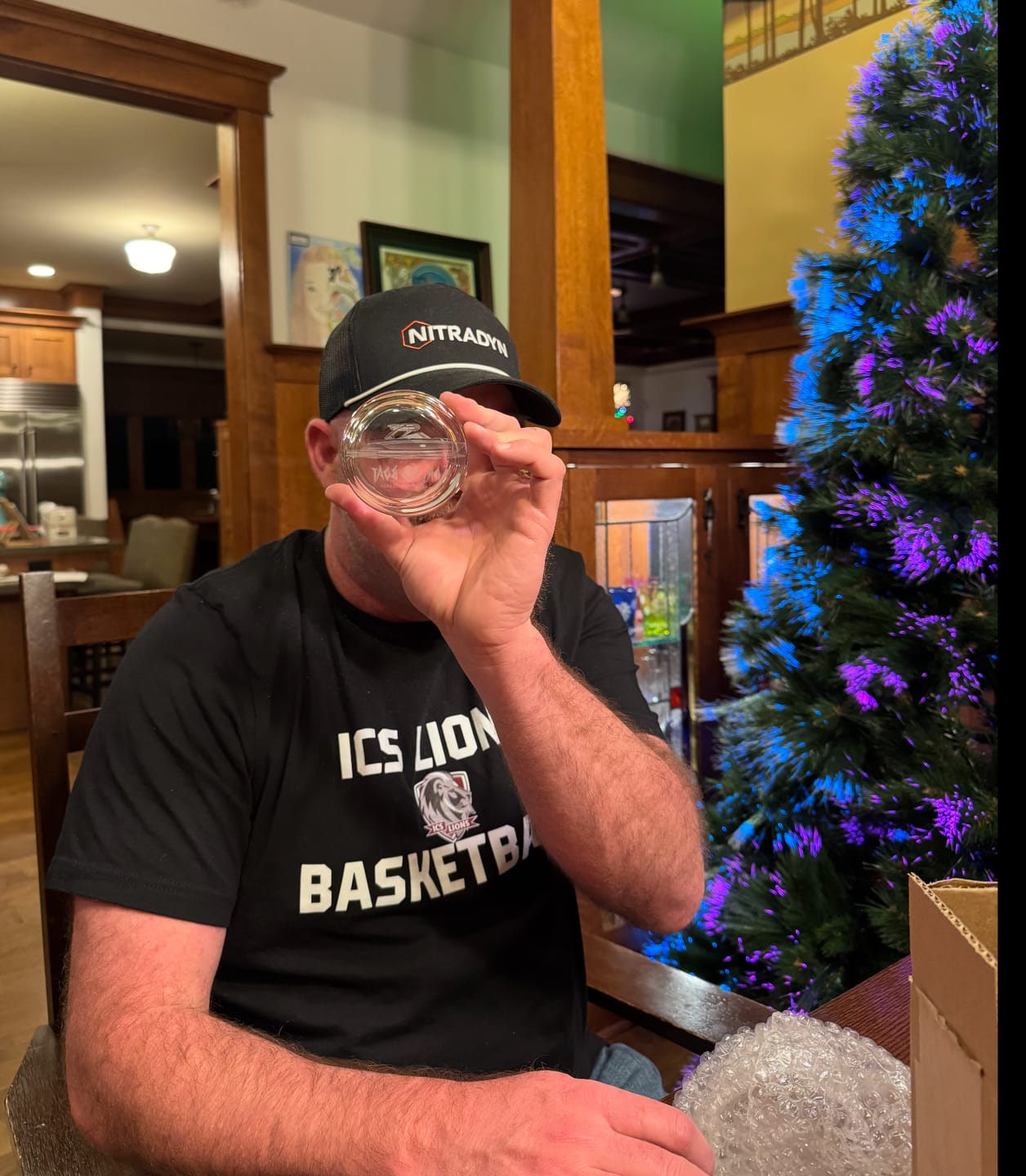 Customer photo review of Custom Bottom Engraved Bar Glass