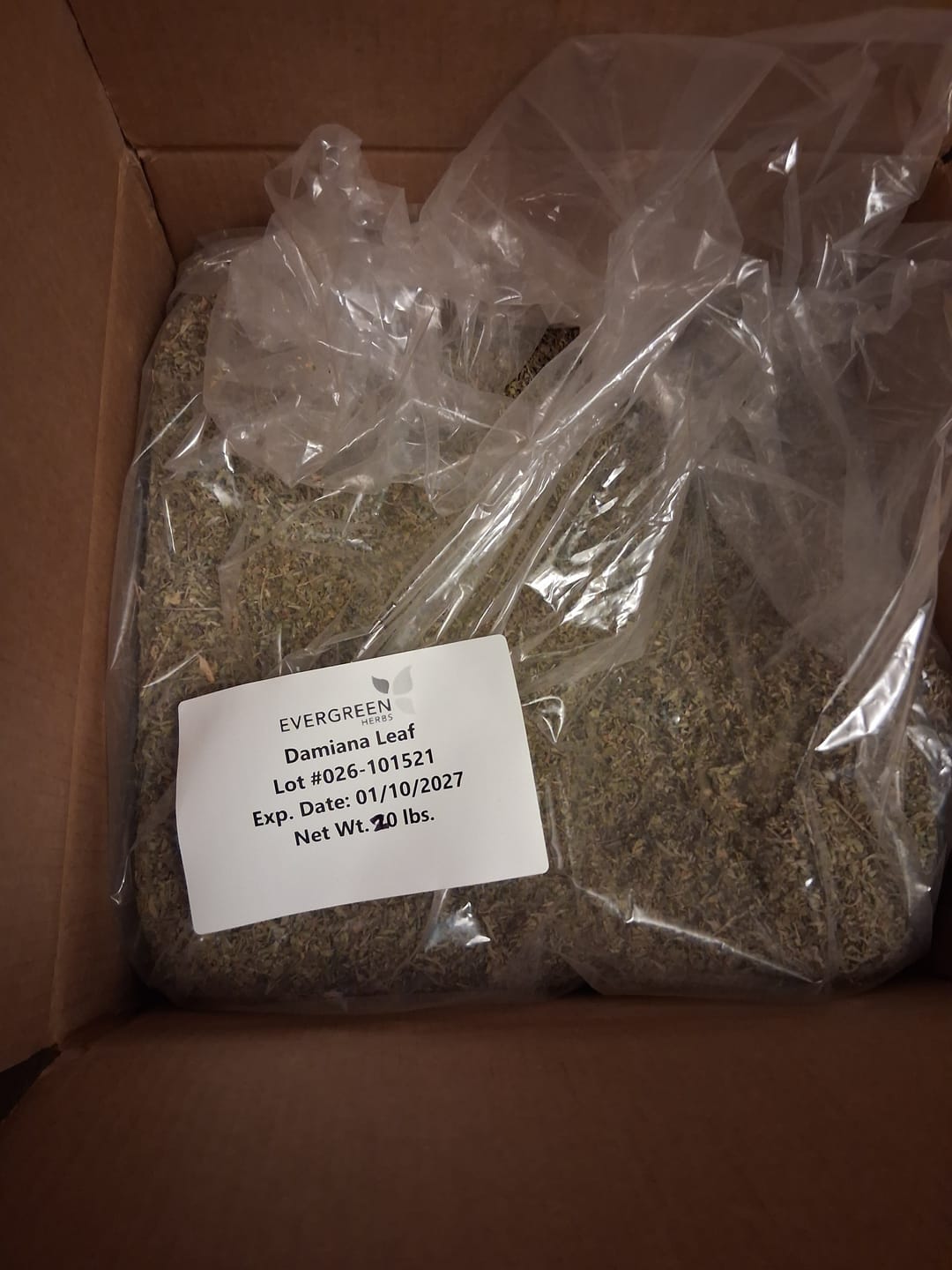 Customer photo review of Damiana Leaf - 10 lbs.