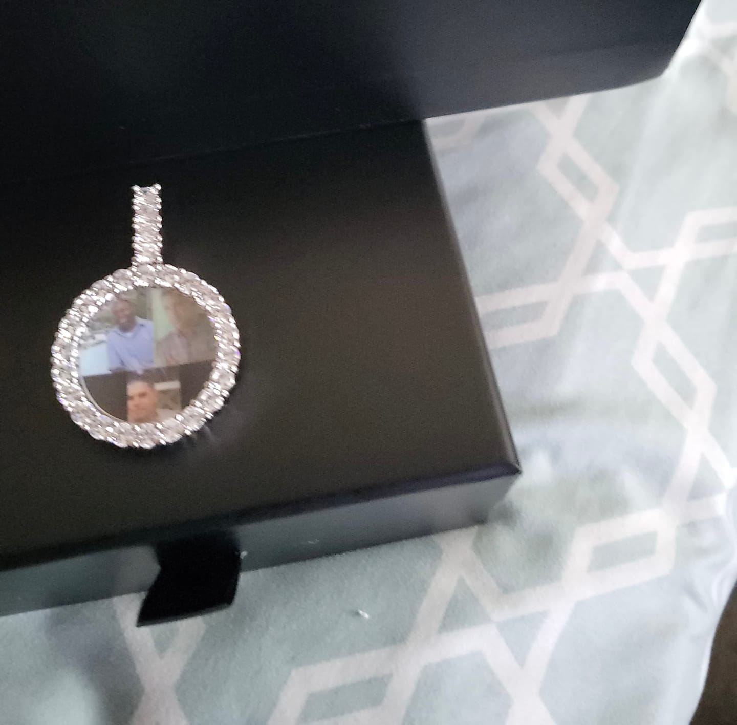 Customer photo review of MOISSANITE CUSTOM IMAGE CIRCLE PENDANT - 925 SILVER - D COLOUR - VVS1