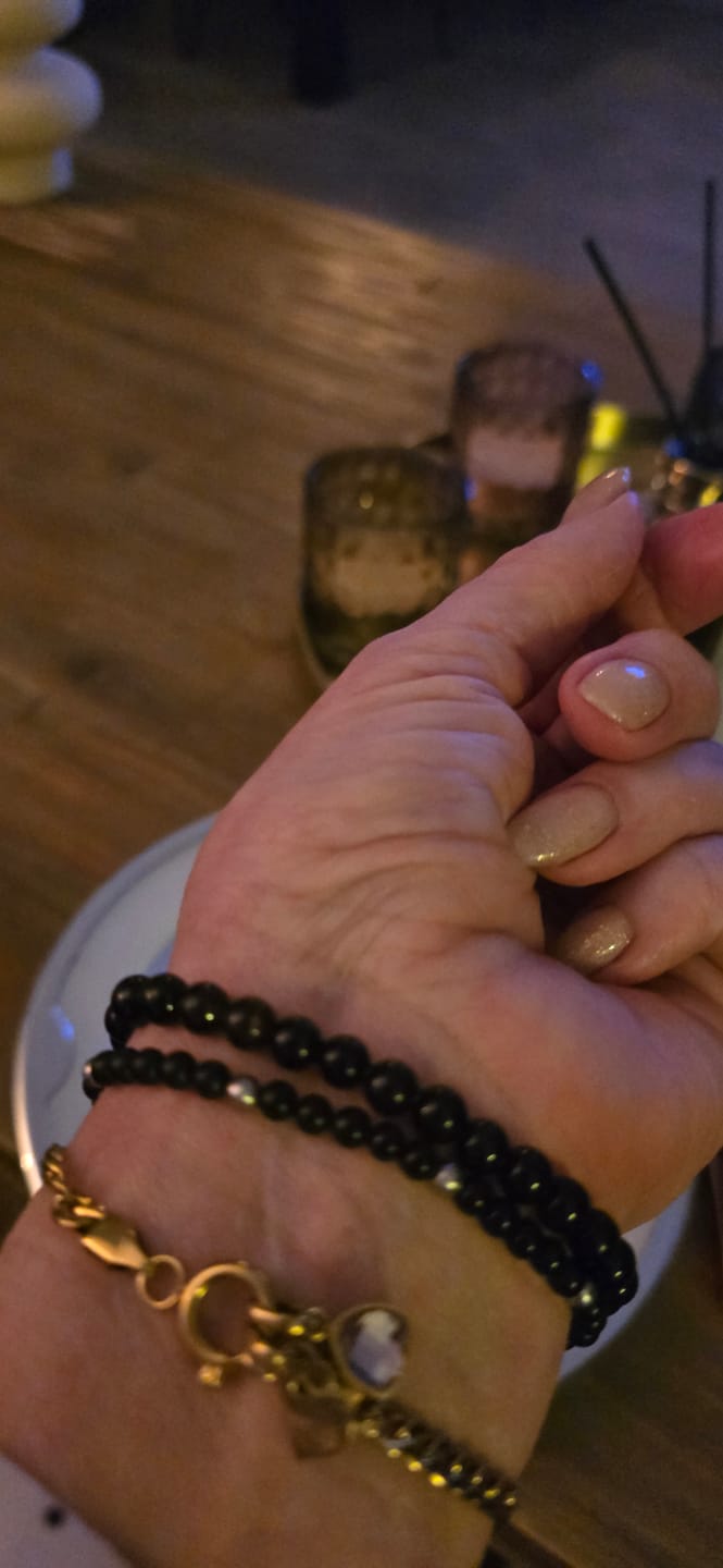 Customer photo review of Letter & birthstone bracelet gold