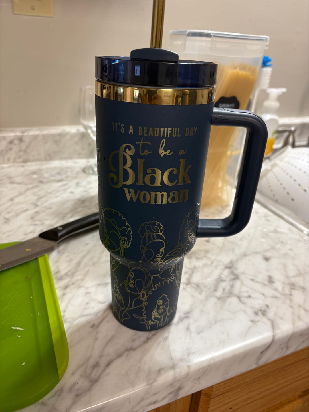 Customer photo review of "Navy Noir" 40oz Insulated Tumbler – "It’s a Beautiful Day to be a Black Woman"