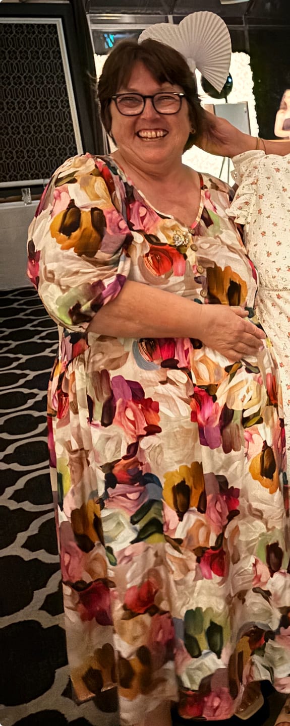 Customer photo review of Simona Midi Dress in Pink Multi