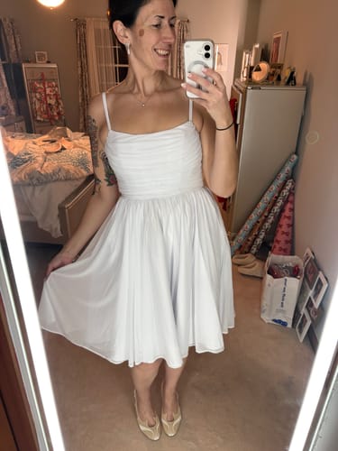 Customer photo review of Universal Monsters: Bride of Frankenstein Bandage Corset Swing Dress in White