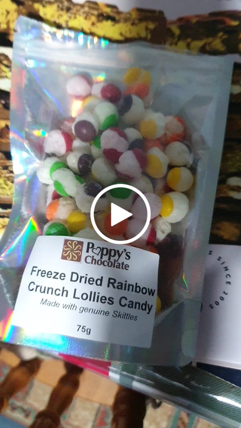 Customer video review of Freeze Dried Rainbow Crunch Lollies Candy - Made with genuine Skittles