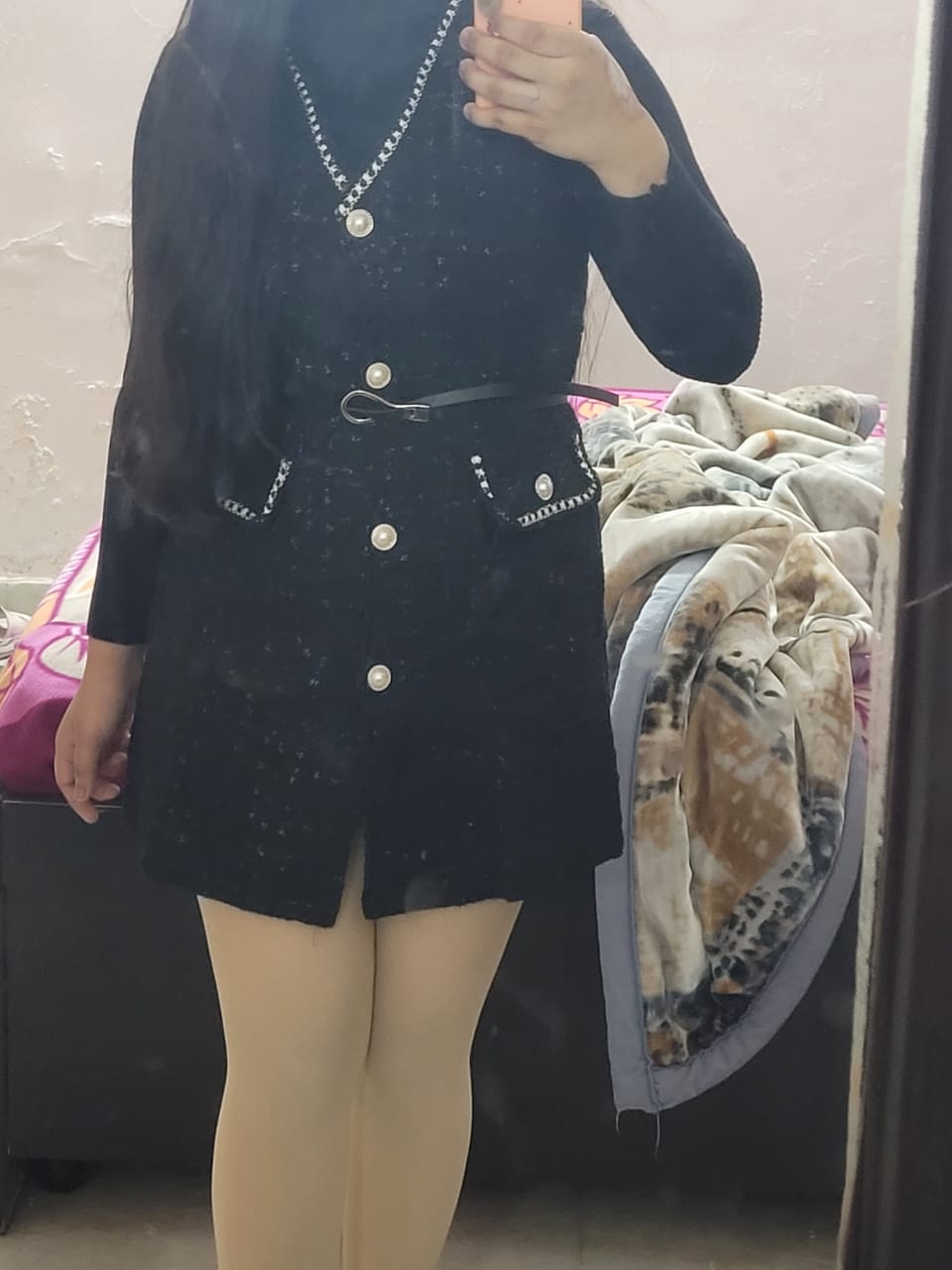 Customer photo review of Lola Set of Top and Woolen Tweed Dress