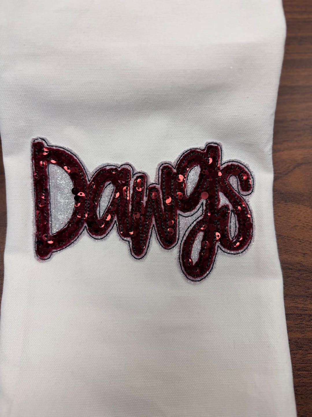 Customer photo review of Burgundy Sequins Velvet