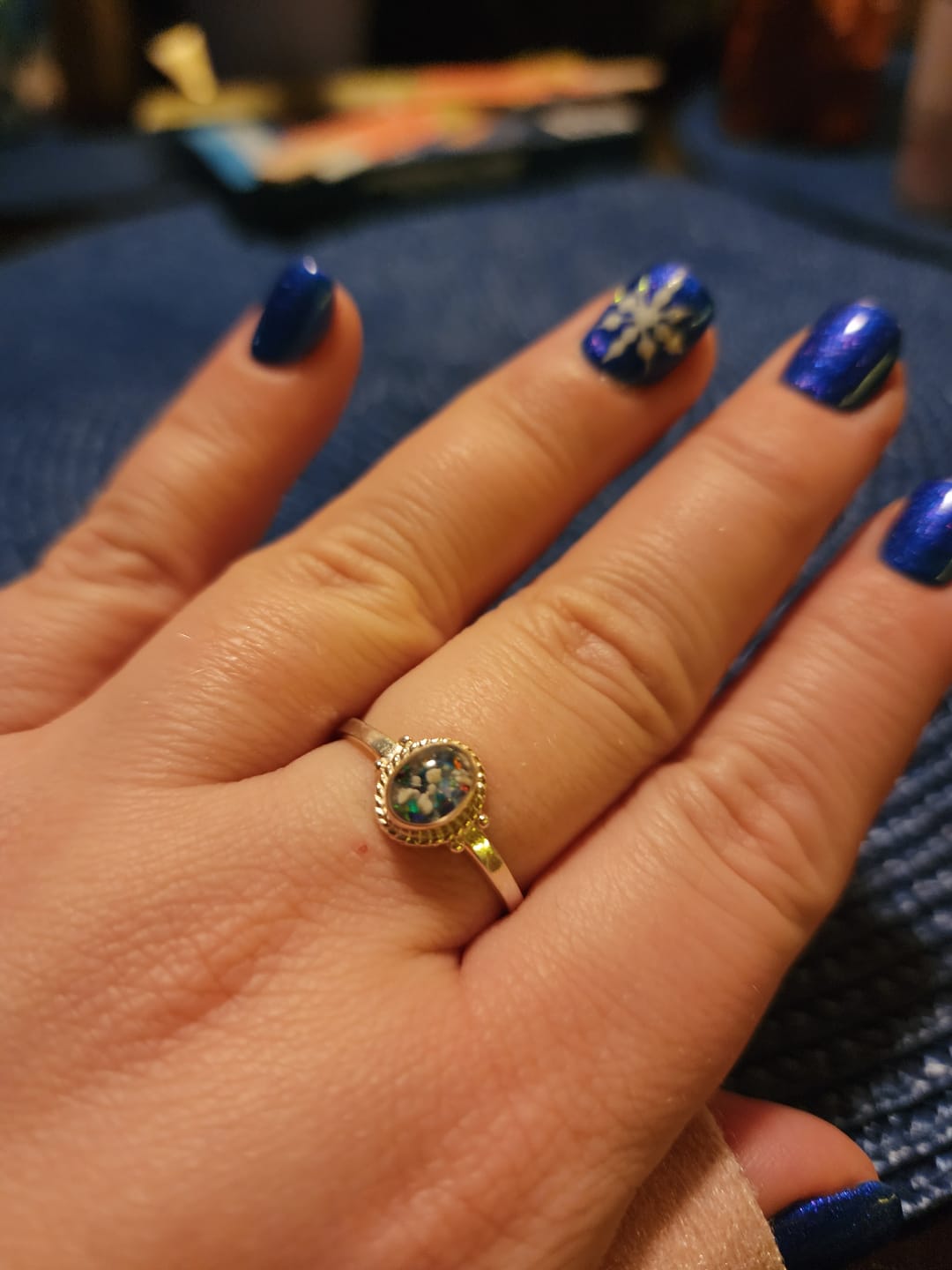 Customer photo review of Braided Oval Ring with Cremation Ashes
