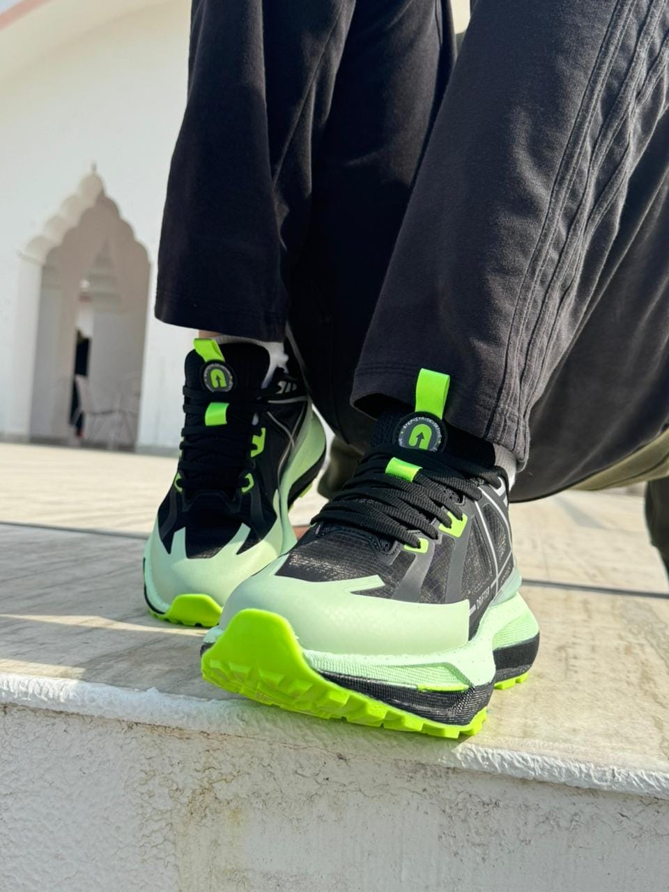 Customer photo review of Drifter Black Neon Running High Heel Sneakers