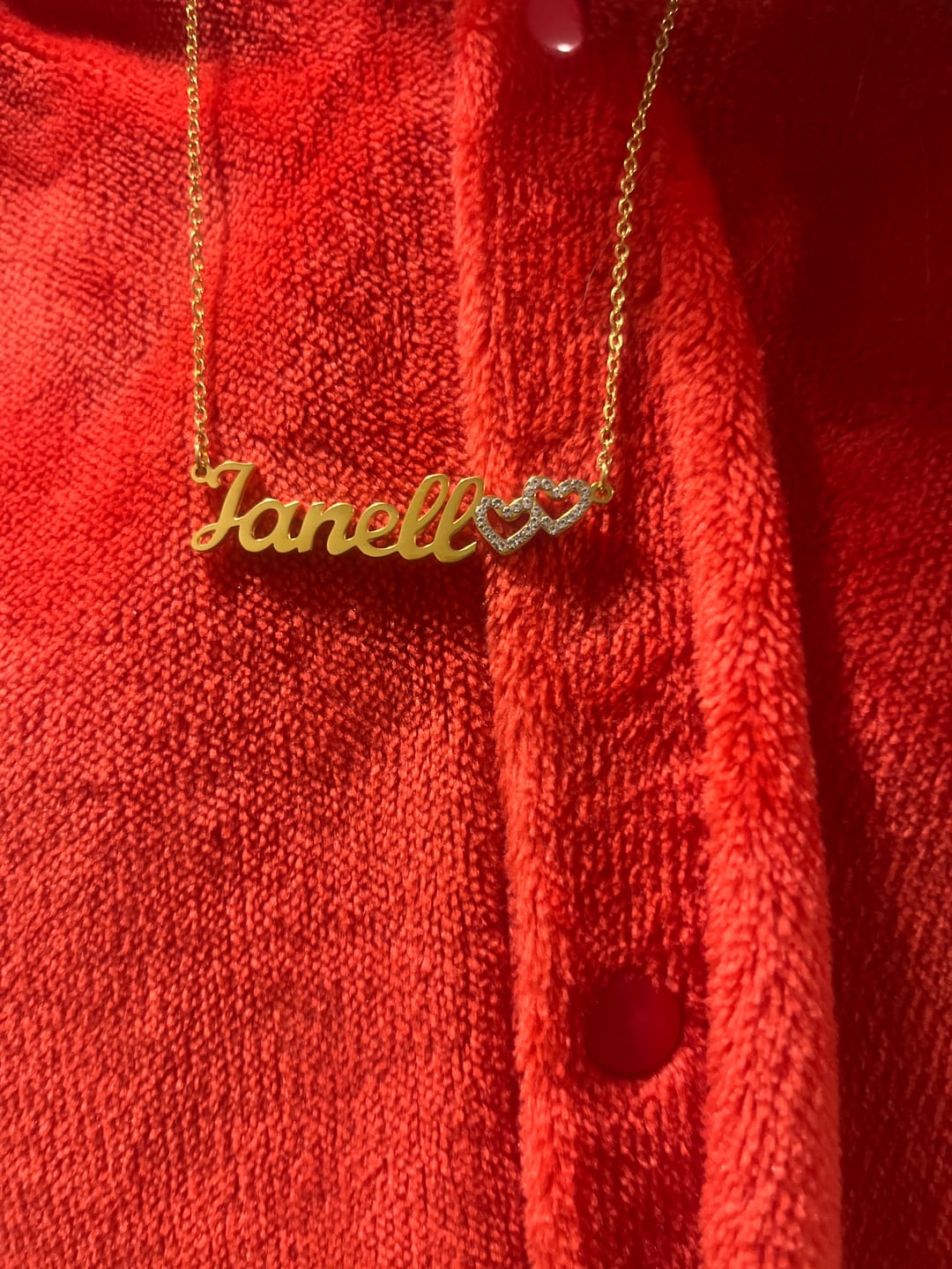 Customer photo review of Iced Hearts Name Necklace