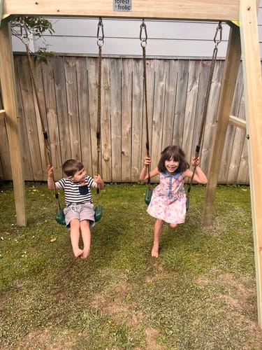 Customer photo review of Cloud Catcher 2-Station Timber Swing Set