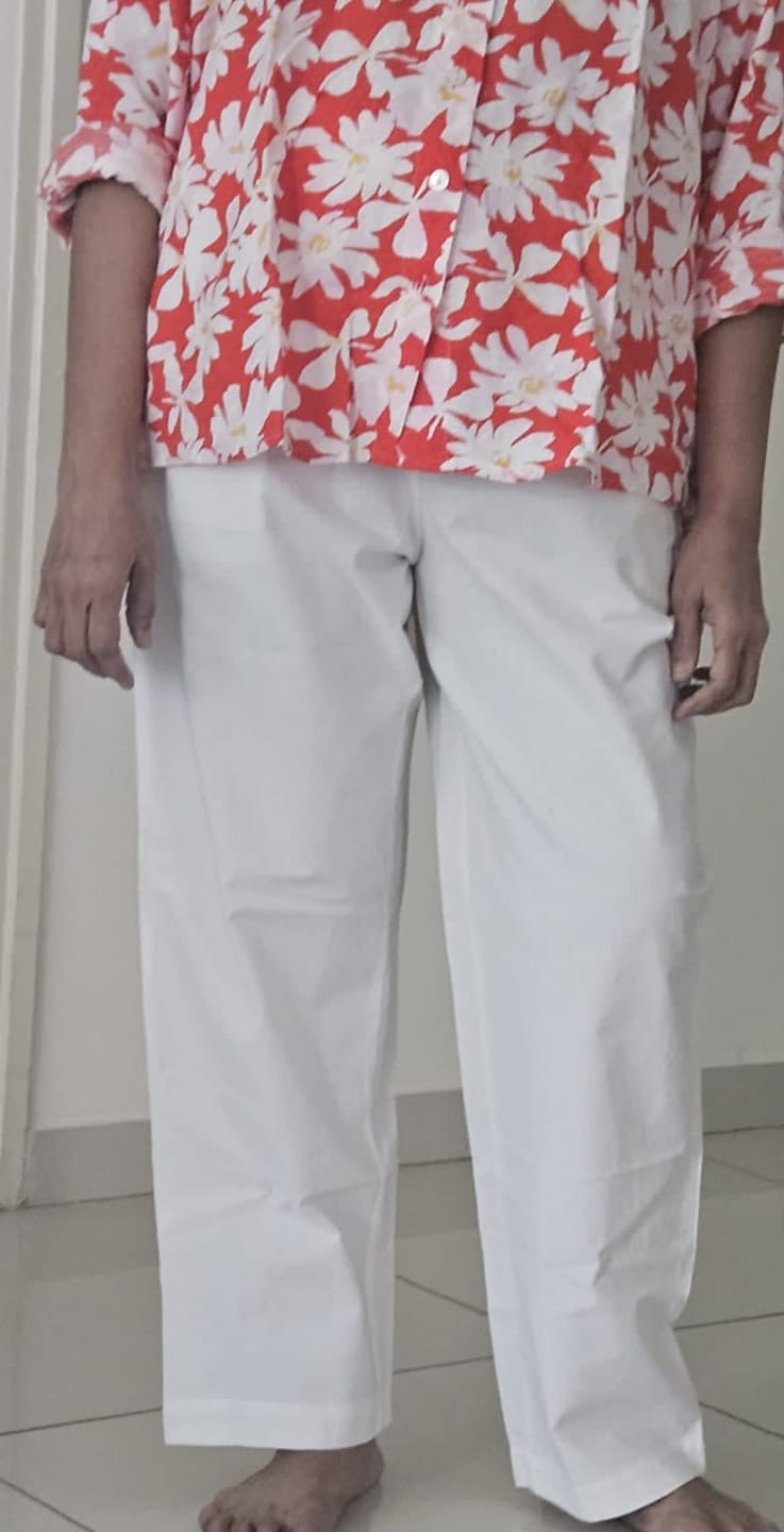 Customer photo review of Women White Cotton Straight Pant