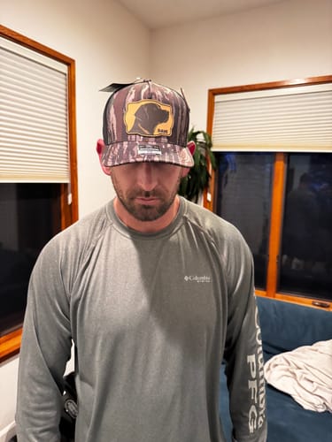 Customer photo review of Custom Leather Patch Hats Richardson CAMO Laser Engraved