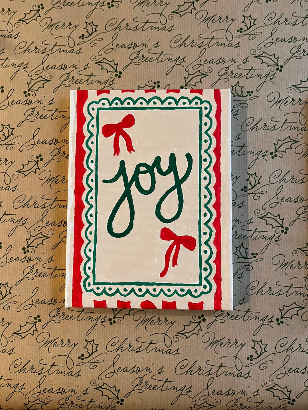 Customer photo review of 6 Mini Paintings - Christmas Stripes Set