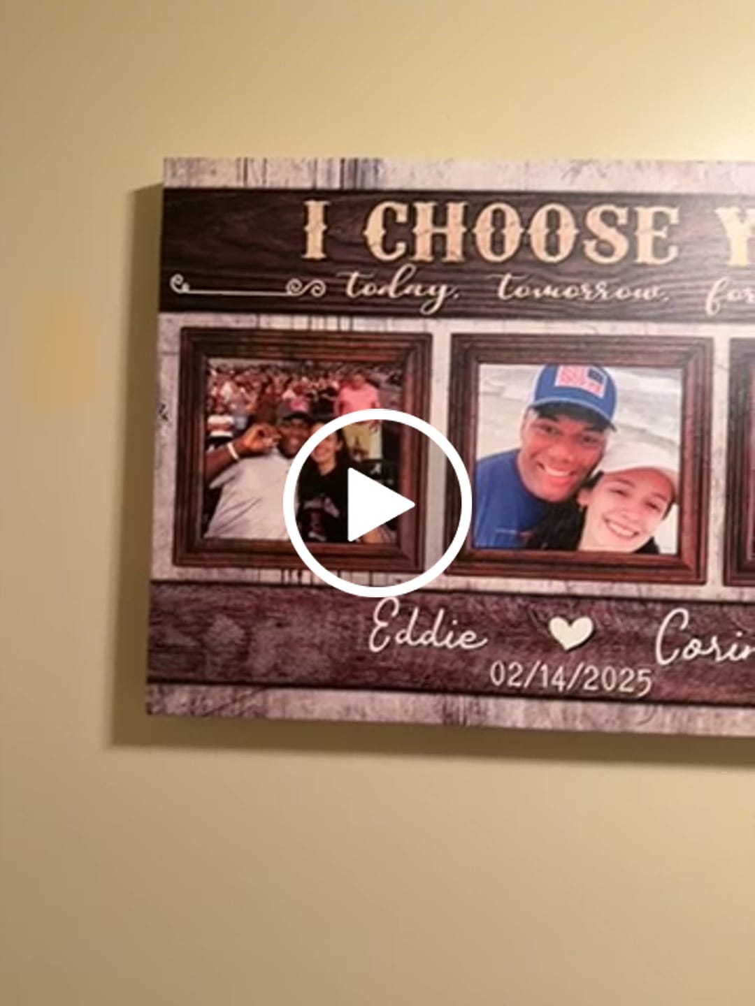 Customer video review of Personalized Canvas Prints, Custom Photo And Name, Anniversary Gift, Love Gifts, I Choose You Dem Canvas