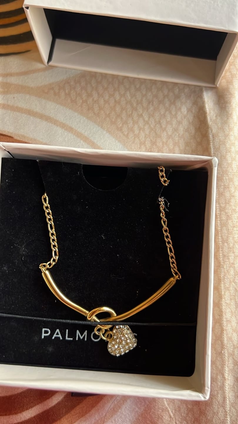 Customer photo review of Crystal Heart Charm Gold Necklace
